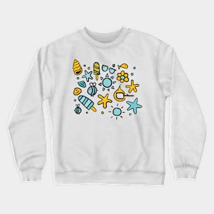 Copy of summer items color 3 - sun ice cream bee sea star sea elements warm Crewneck Sweatshirt